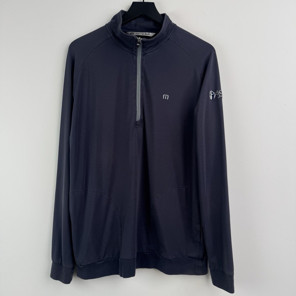 Travis Mathew Performance Swearter Mens L Blue Pullover Golf Zip Jacket SCGA Jr